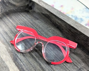 Occhiali da sole vintage anni 2000, rossi, trasparenti, rotondi, bicolore, oversize, con montatura alla moda, lenti, accessori per costumi