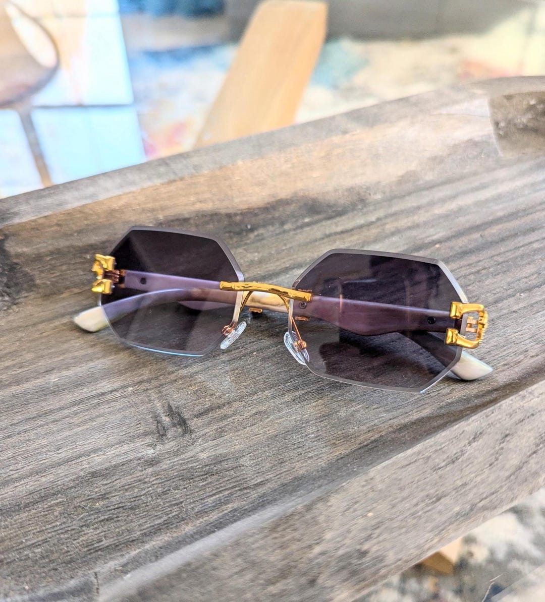 Fashion to Figure Gold Frame Black Lens Geometric Sunglasses Women main image 4