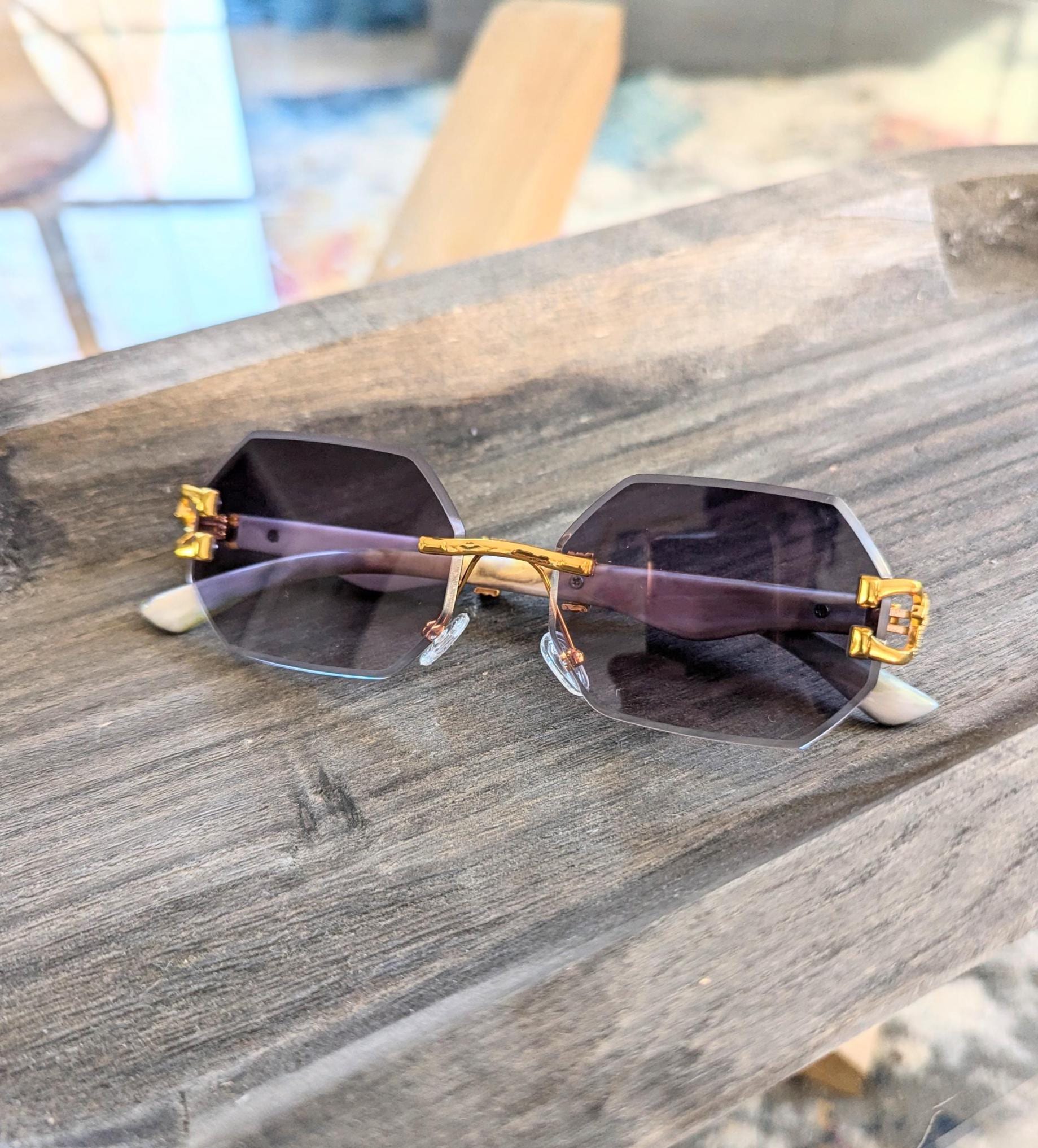 Black Hexagon Sunglasses - Etsy display picture 2