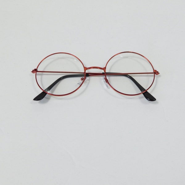 Vintage Clear Red Round Big Spectacle Classic Standard Transparent Fashion Sunglasses Metal Frame Lens Glasses Frame
