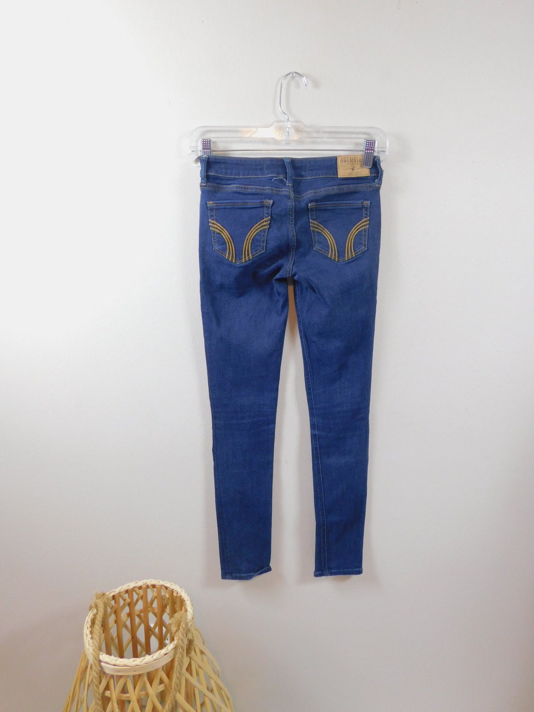 Vintage 00s Dark Blue Wash Denim Low Rise Cotton Blend Stretch