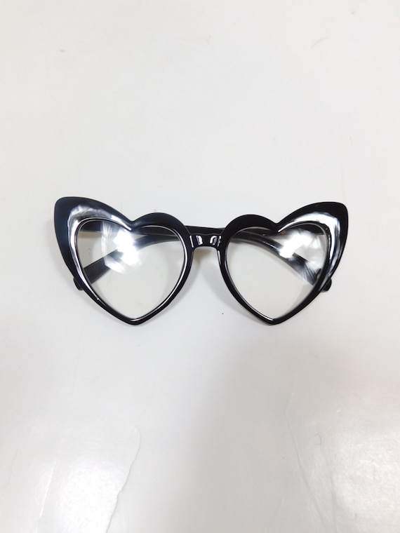 Vintage 00s Heart Shape Clear Black Big Plastic T… - image 4