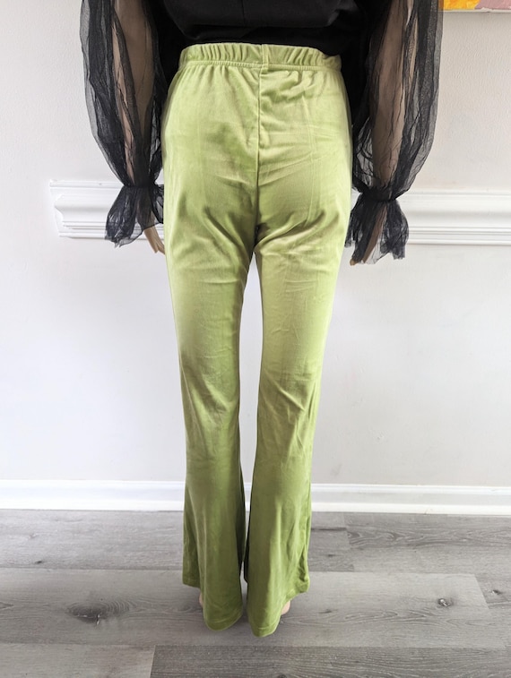 Vintage 00s Lime Green Faux Velvet Stretch High Waist Polyester
