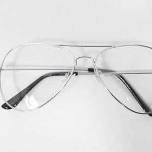 Vintage Silver Clear Transparent Big Pilot Aviator Metal Frame Classic Standard Fashion Sunglasses Lens Glasses Eyewear