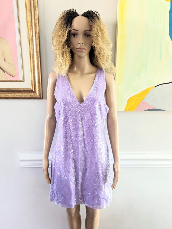 lavender sequin shift dress Bethany One Shoulder Sequin Mini Dress