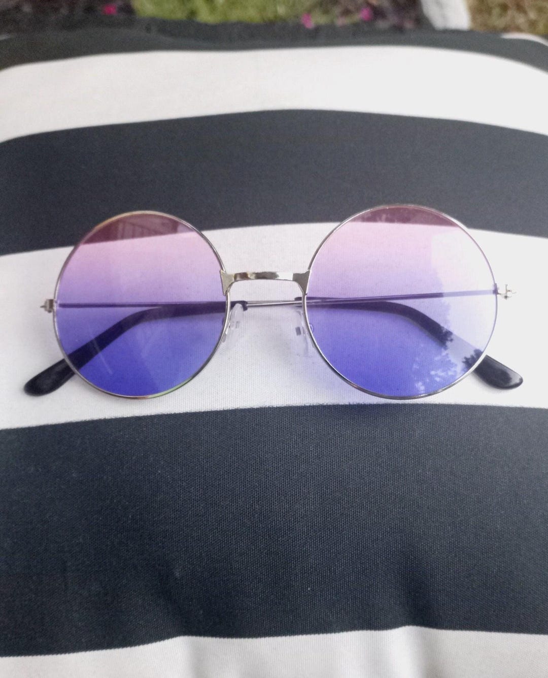 Ba&Sh Lucia Metal Black Round Sunglasses Blue Violet  display picture 1
