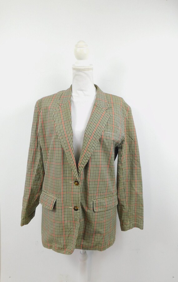 Vintage 80s Lizsport Plaid Cream Multicolor Checke