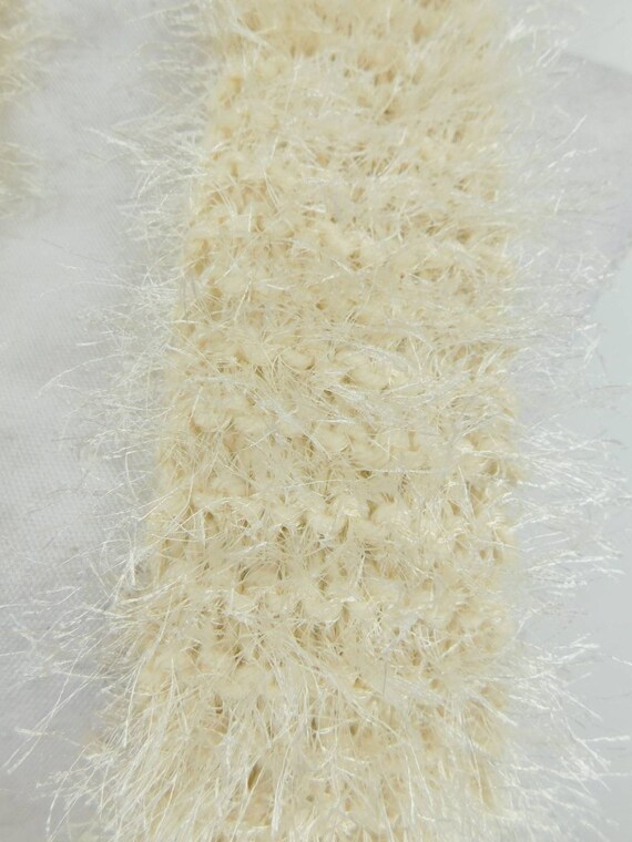 Vintage 80s Hairy Fuzzy Ivory White Lightweight M… - image 3