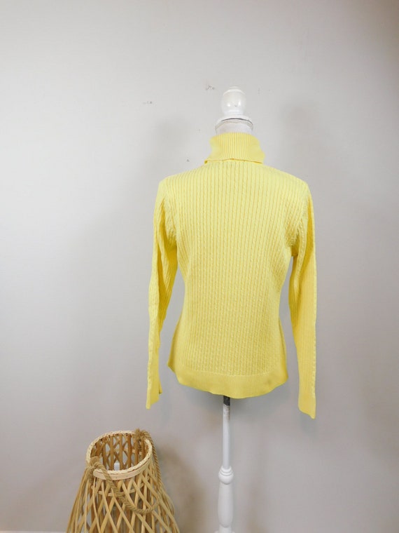 Vintage 80s Jeanne Pierre Bright Yellow Ribbed Ca… - image 2