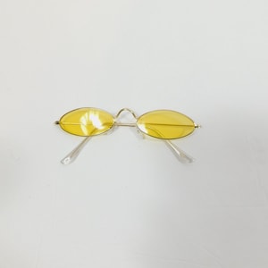 Orange Square Sunglasses Thin 90's Vibe Gold Black Metal Glasses