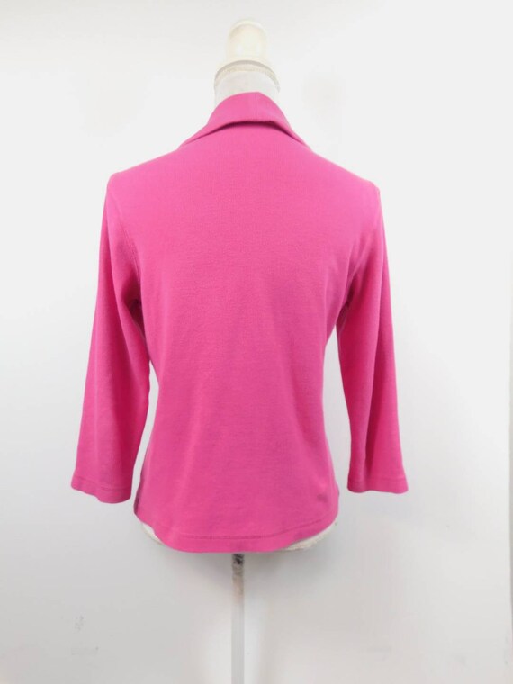 Vintage 80s Rafaella Hot Bright Pink Ribbed Colla… - image 3