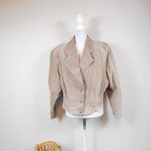 White LEATHER COAT Womens 80s Vintage White Leather Blazer Winter Coat 80s Leather Jacket Boxy Leather Coat Leather Waist CoatBONNIEMedium
