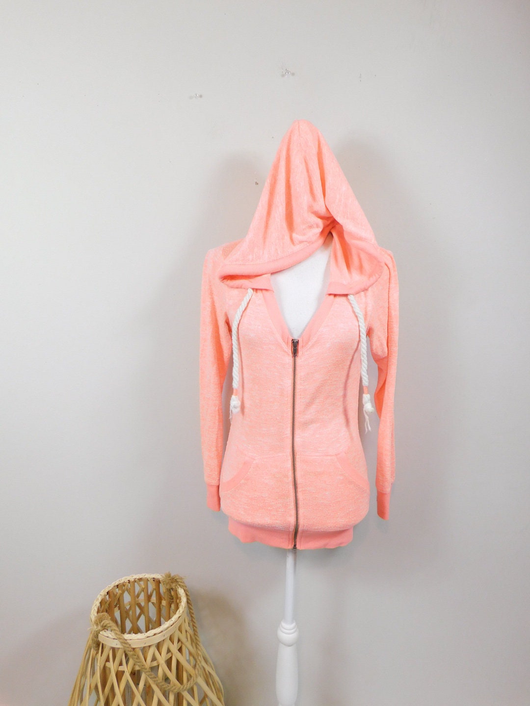 Neon Coral Hoodie Etsy