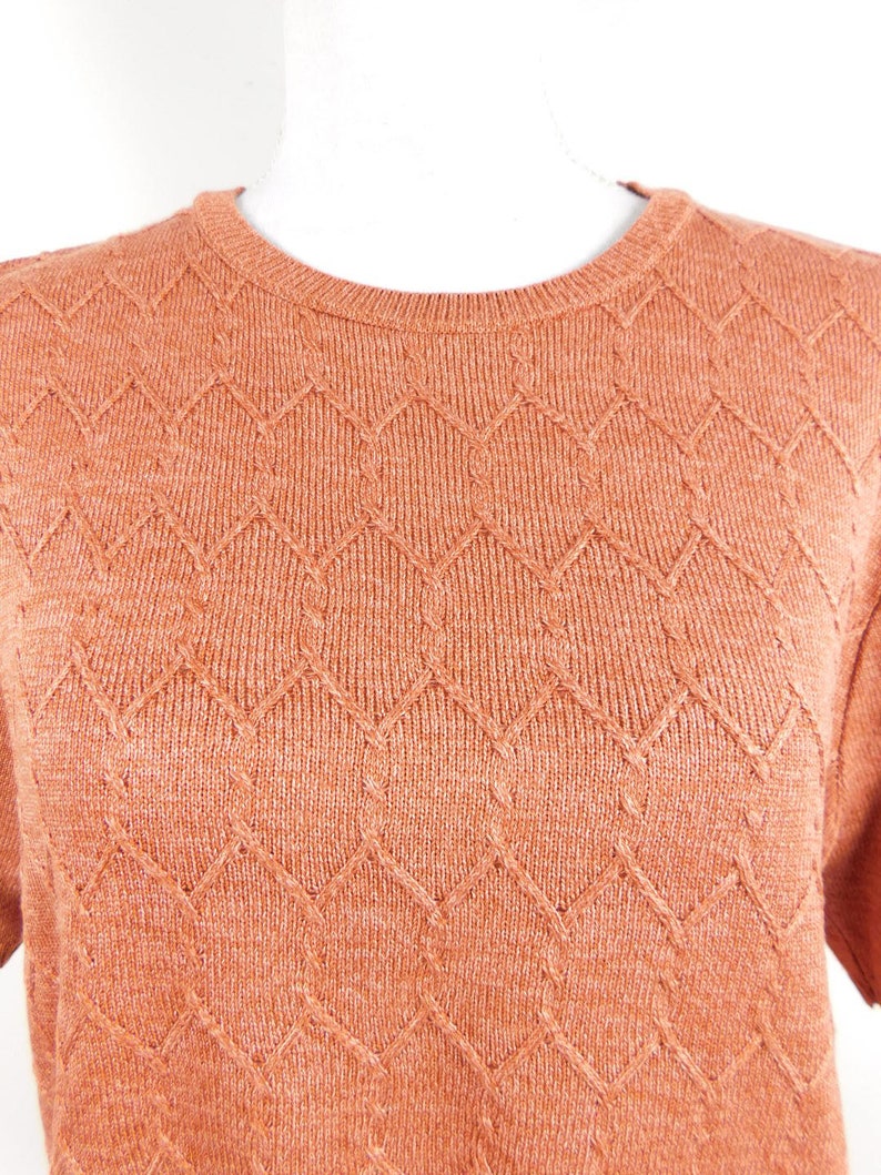 50/% SUMMER SALE Vintage 80s Alfred Dunner Mauve Pink Acrylic Knitted Oversized Lightweight Crewneck Short Sleeve Sweater Sz Large