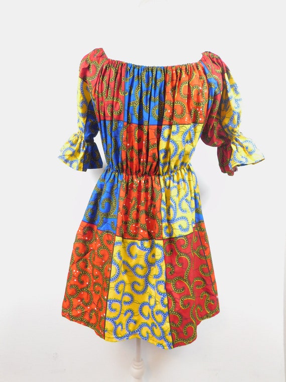 Vintage 90s African Tribal Kente Geometric Print … - image 2