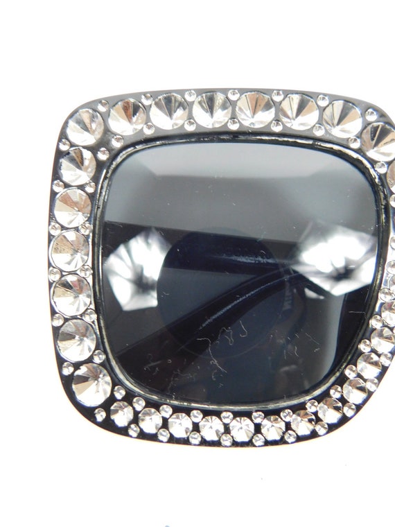 Vintage Black Silver Embellished Diamond Frame Bi… - image 4