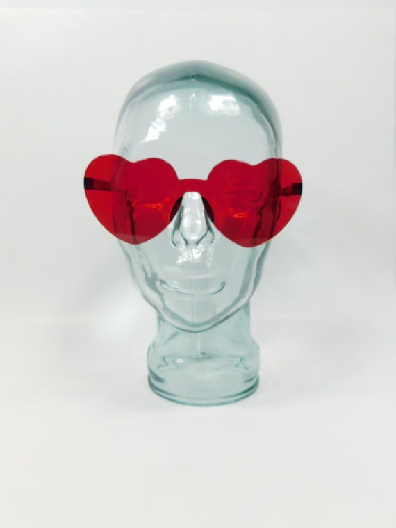 Vintage Red Heart Shaped Transparent Fashion Plas… - image 1