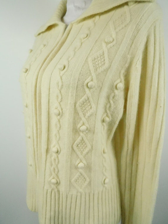 Vintage 80s Carole Little Lambswool Ivory Cable P… - image 4