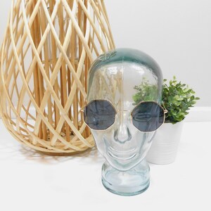 Vintage 00s Black Gold Octagon Shaped Tinted Metal Frame Transparent Fashion Classic Sunglasses Lens Glasses Eyewear