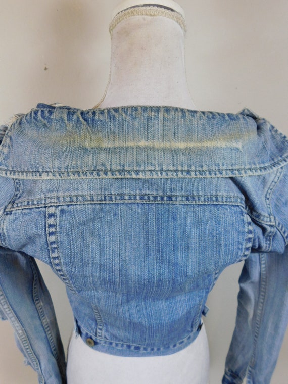 Vintage 90s Light Wash Jean Ripped Distressed Cot… - image 7