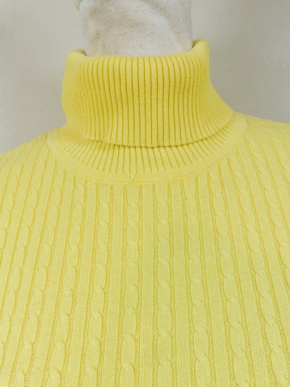 Vintage 80s Jeanne Pierre Bright Yellow Ribbed Ca… - image 3