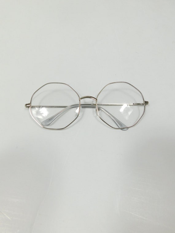 Vintage Clear Silver Octagon Shaped Oversized Spe… - image 1
