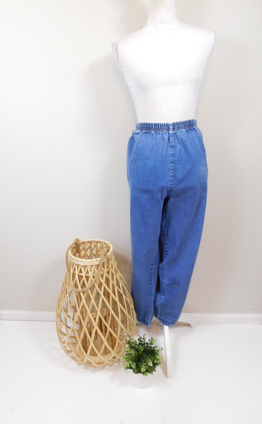 fvwitlyh Mom Jeans High Waisted Women's Plus Size Easy Fit Elastic Waist  Pull On Pant