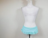 50 OFF SUMMER SALE Vintage 90s Arizona Jeans Light Blue Scalloped Trim Cut Out Low Rise Swim Skirted Bikini Bottom Swimwear Separate Small