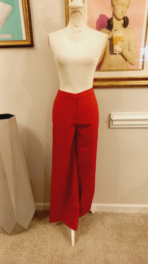 Vintage 80s Metrostyle Red High Waist Pleated Fro… - image 1