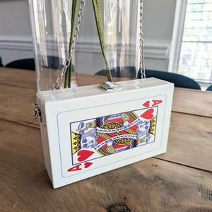 Vintage 00s White Ace Playing Cards Poker 3D Caixa Fecho Corrente de Prata Corrente Alça de Ombro Bolsa Bolsa Bolsa Acessório de Moda