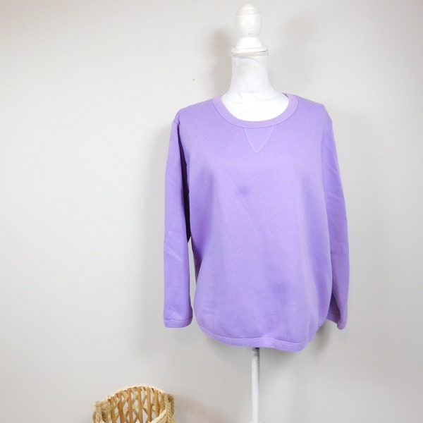 Vintage 90s Haband! Lavender Purple Solid Oversize Thick Crewneck Long Sleeve Sweatshirt Sweater Top Sz 18/1X Plus Size