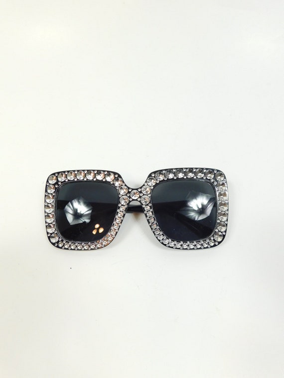 Vintage Black Silver Embellished Diamond Frame Bi… - image 1