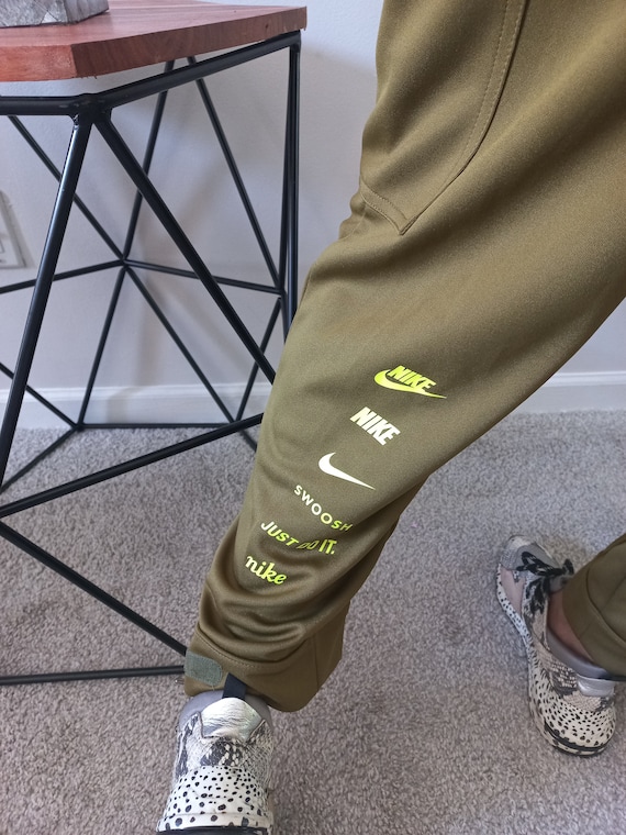 Vintage 00s Nike Logo Brand Check Olive Neon Green Print Side Pockets Workout Elastic Waist Sporty Sweat Pants Activewear Sz Large - Etsy Vintage 00s Nike Logo Brand Check Olive Neon Green Print Side Pockets Workout Elastic Waist Sporty Sweat Pants Activewear Sz Large - Etsy