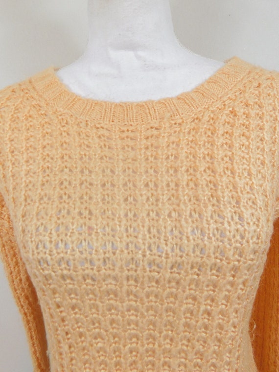 Vintage 1990s Pastel Orange Chunky Open Knitted S… - image 4