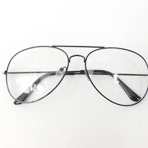 Vintage 00-tals svart klar transparent stor pilotformad metallbåge klassisk kostym mode solglasögon lins glasögon glasögon