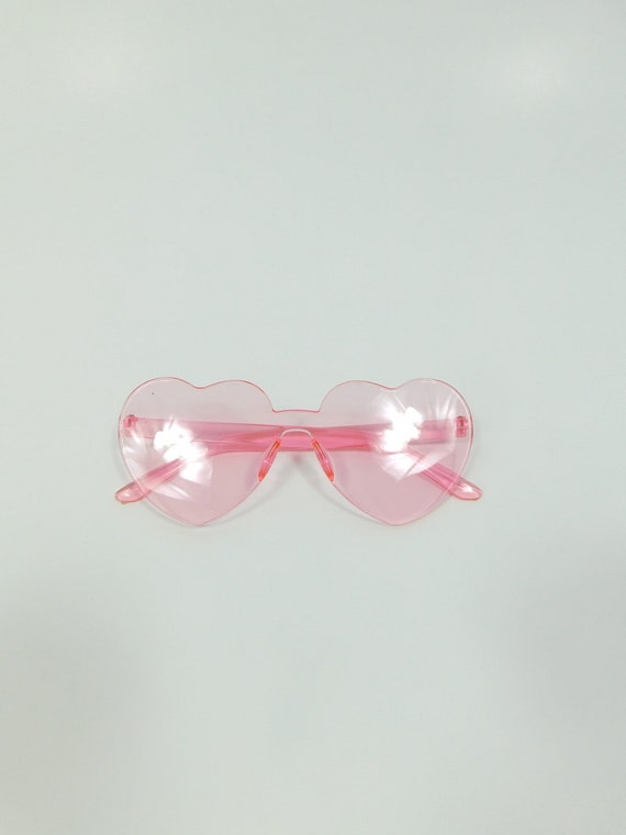 Vintage Light Pink Heart Shaped Rimless Transparen