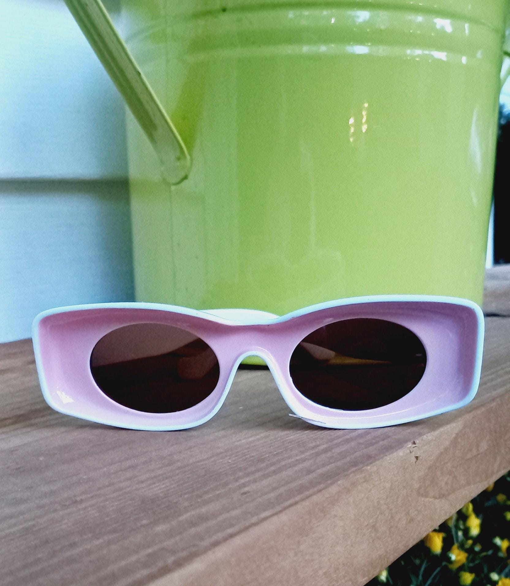 Vintage 00s Pink White Oval Rectangle Shaped Two Toned Brown  display picture 2