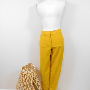 Vintage 90s Banana Republic Mustard Yellow Low Rise Sloan Crop Boot Tapered Leg Minimal Lined Pants Slacks Trousers Sz 6 Small