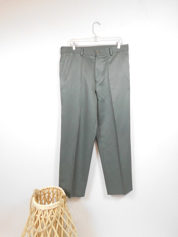 Mens Vintage 1990s Perry Ellis Olive Green Pleate… - image 1