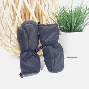 Kids Vintage 80s Outlast Head Black Snow Nylon Zipper Insulated Winter Ski Gloves Pair Mittens Warmers Fashion Accessory Gear Sz XS