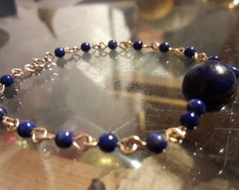 Bracelet goldfilled with lapis lazuli