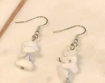 Dainty, Howlite Dangle Earrings