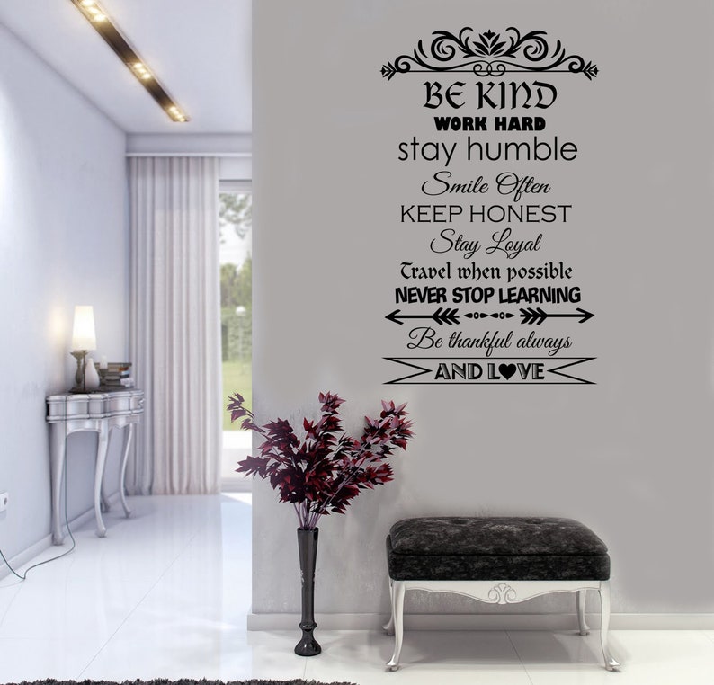 Decals Murals Be Kind Work Hard positive quotes Wall Art Stickers