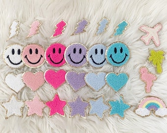 Chenille Patch Adhesive Patches Chenille Patches Bulk Stick On Patch Rainbow Patch Heart Patch Smiley Face Patch Flamingo Patch Star Patchh
