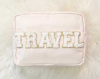 Personalized Toiletry Bag Women Personalized Nylon Bag With Patches Monogrammed Cosmetic Bag With Letters Custom Makeup Bag Travel XL