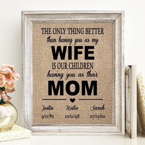 Mothers Day Gift From Husband Anniversary Gift For Wife Burlap Or Canvas Personalized Print Custom Birthday Valentines Day Gift