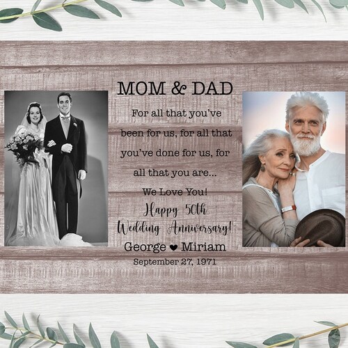 Parents Anniversary Gift Picture for Wedding 25th 30th Etsy