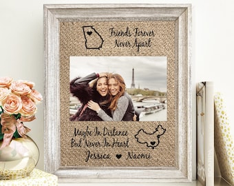 6x4 inche Natural Wood Photo Frame Friend Picture Frame Gifts Long Distance  Relationships Bestie Christmas Birthday Gifts Side by Side or Miles Apart  Friends are Always Close at Heart 