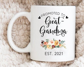 Promoted To Great Grandma Mug Floral  Personalized Great Grandma Gift Great Grandma Pregnancy Announcement Great Grandma Baby Announcement