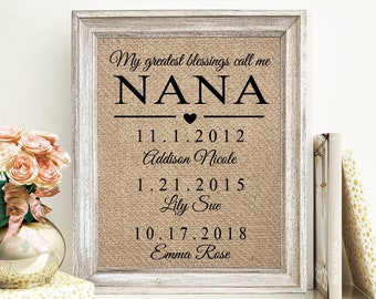 Nana Mothers Day Gift For Nana My Greatest Blessings Call Me Nana Gift Personalized Nana Sign Grandmother Mothers Day Gift For Grandma